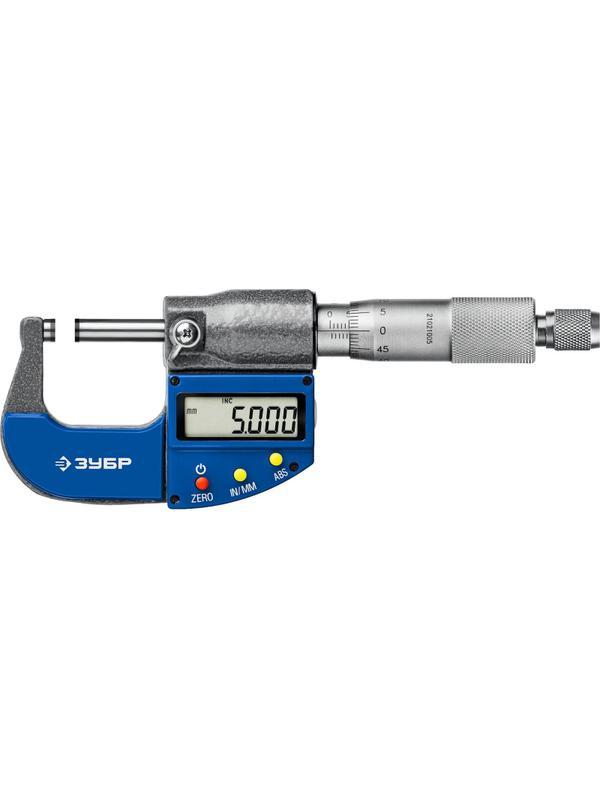 Микрометр цифровой гладкий ЗУБР  МКЦ 25, 0 - 25 мм (34482-25)