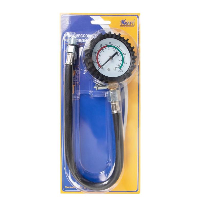 Манометр (компрессометр) 16 Атм., резьбовой гибкий KRAFT KT 831012