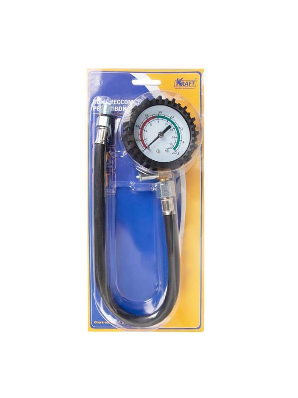 Манометр (компрессометр) 16 Атм., резьбовой гибкий KRAFT KT 831012