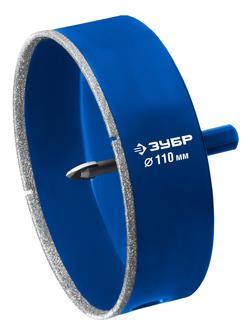 ЗУБР АГК d 110 мм (центр. сверло, трехгр. хвост, Р60), Алмазная коронка, Профессионал (29850-110)