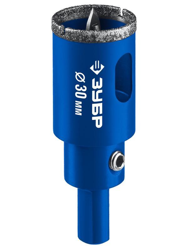 ЗУБР АГК d 30 мм (центр. сверло, трехгр. хвост, Р60), Алмазная коронка, Профессионал (29850-30)