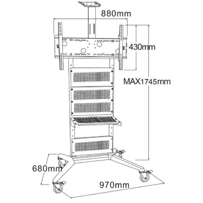 Стойка мобильная Wize Pro [M75]32'-75',Max VESA 800x400мм/наклон+15/-15 гр