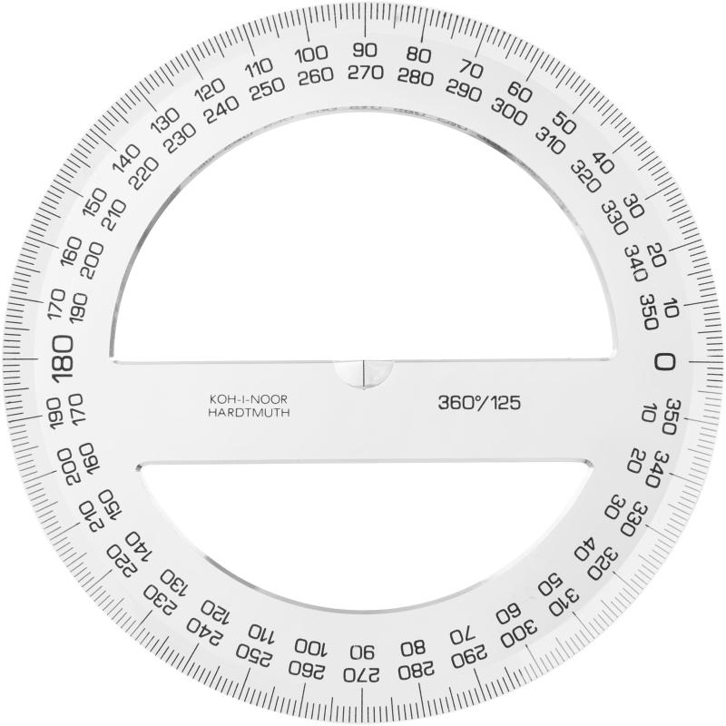 Транспортир 360/125 прозрачн.пластик 746328 пакет с подв 074632800000