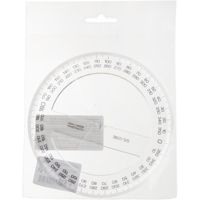 Транспортир 360/125 прозрачн.пластик 746328 пакет с подв 074632800000