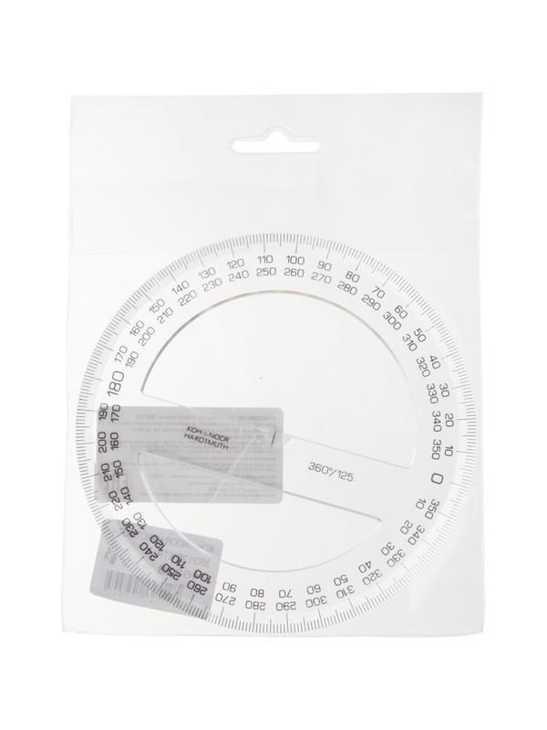 Транспортир 360/125 прозрачн.пластик 746328 пакет с подв 074632800000