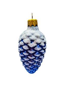 Украшение елочн Шишка в снегу, синяя,подар.кор, h9см НГ, ФУ-2-90/42 син.мат