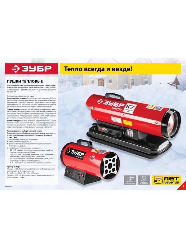 ЗУБР 2 кВт, электрическая тепловая пушка (ЗТП-М1-2000)