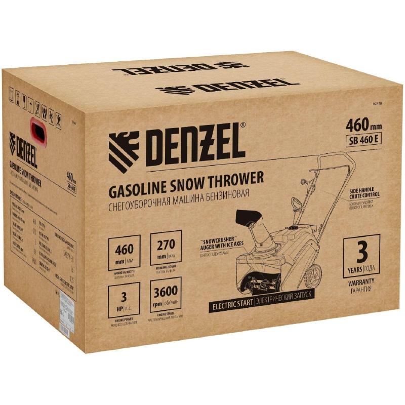 Снегоотбрасыватель Denzel SB 460 E  99cc, шнек SnowCrusher  (97649)