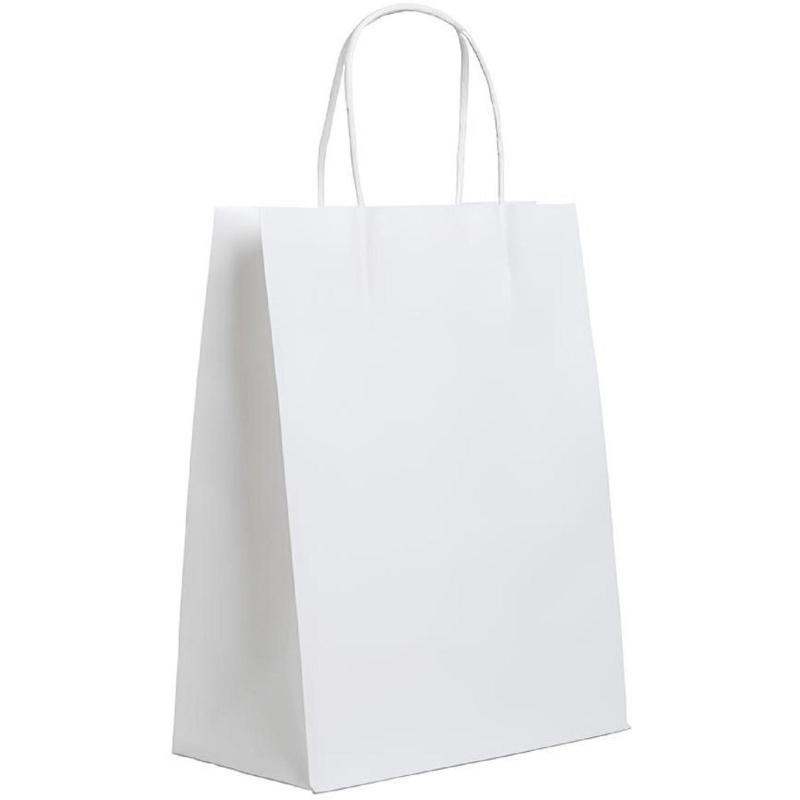 Пакет бумажный 330х180х345 мм, 80 гр/м2, с круч. ручками, белый, 200 шт/уп