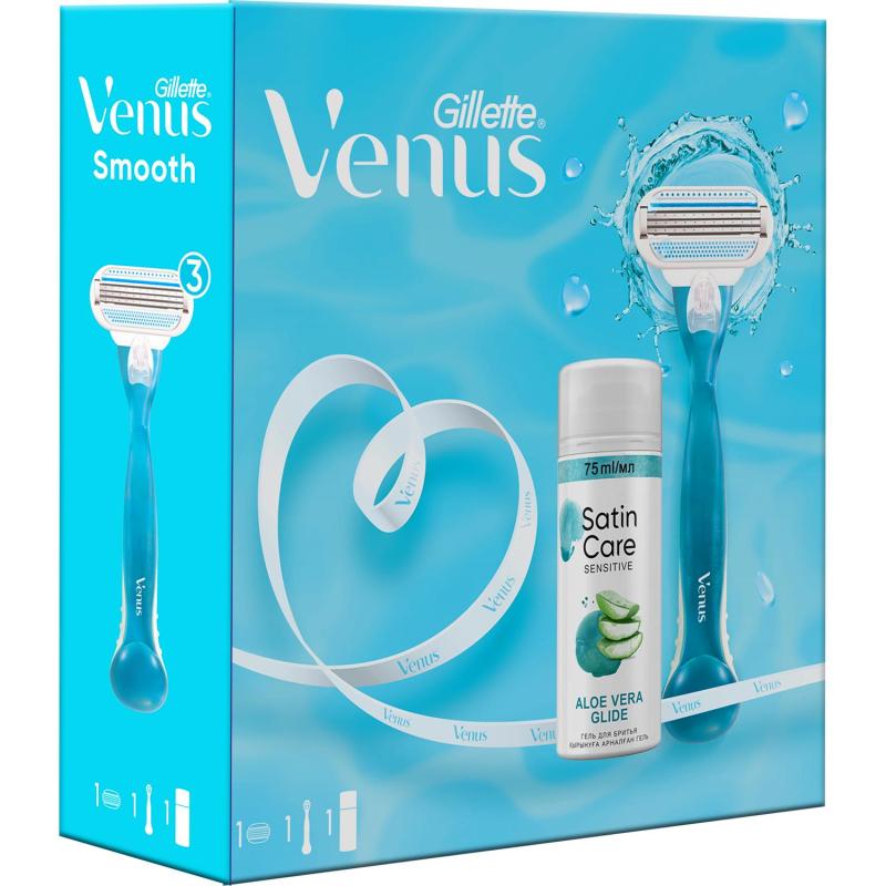 Подарочный набор Gillette Venus бритв Smooth и гел д/бритья Satin Care 75мл