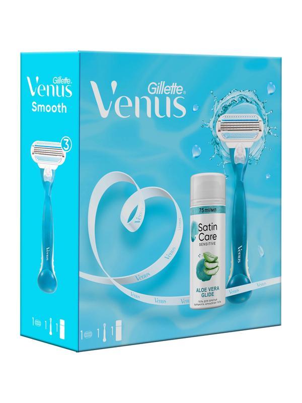 Подарочный набор Gillette Venus бритв Smooth и гел д/бритья Satin Care 75мл