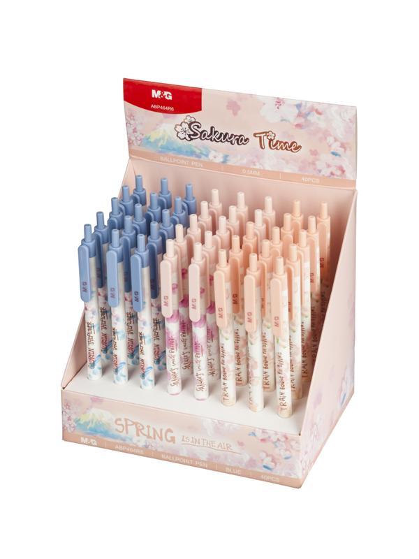 Ручка шариковая автоматическая M&G Sakura Time, д.ш.0,5мм,син,масл, ассорт