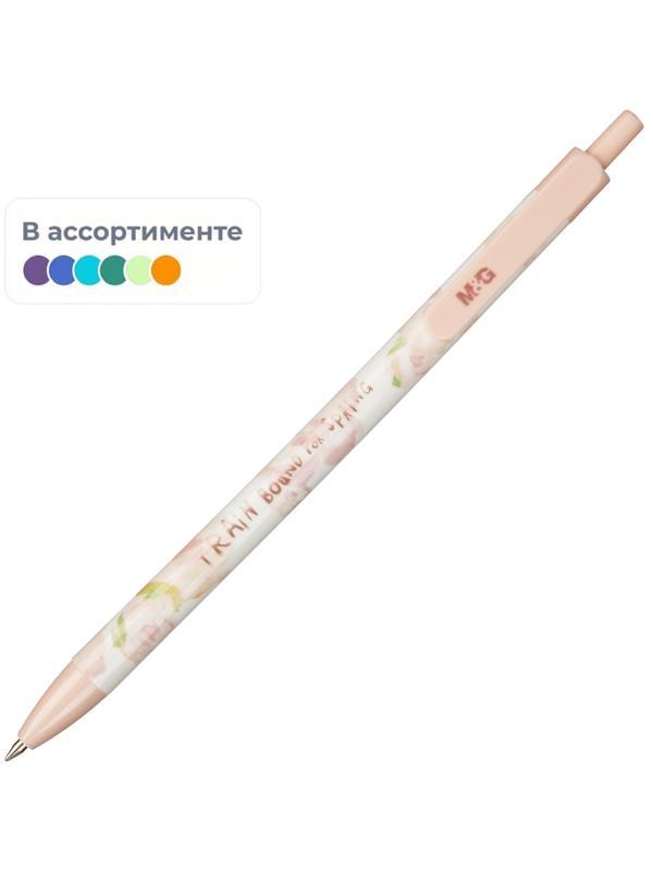 Ручка шариковая автоматическая M&G Sakura Time, д.ш.0,5мм,син,масл, ассорт