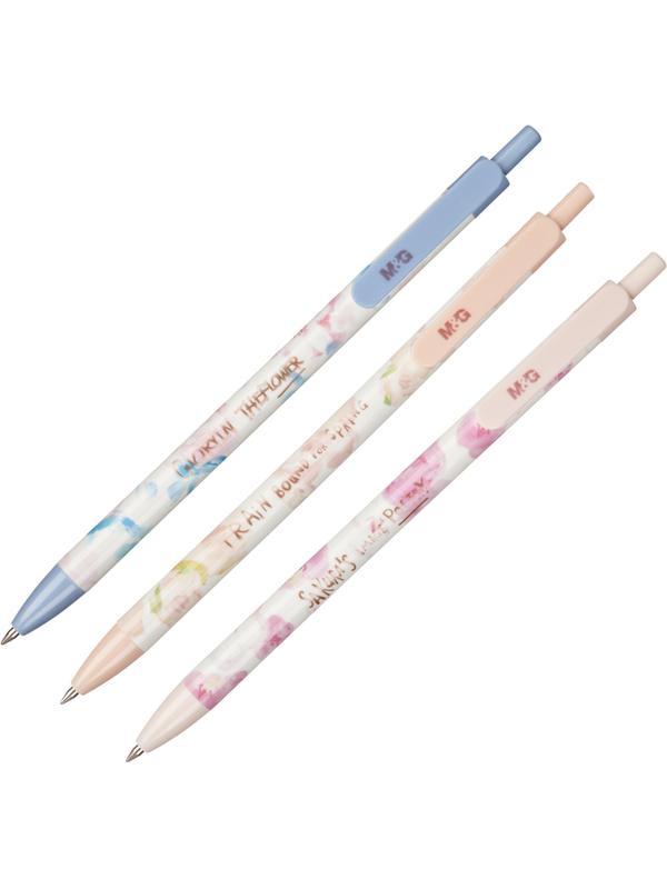 Ручка шариковая автоматическая M&G Sakura Time, д.ш.0,5мм,син,масл, ассорт