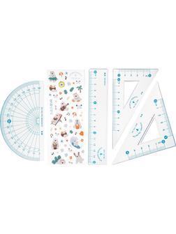 Набор чертежный M&G Summer Cha Cha (лин, транс, 2 треуг), в ПВХ конверте