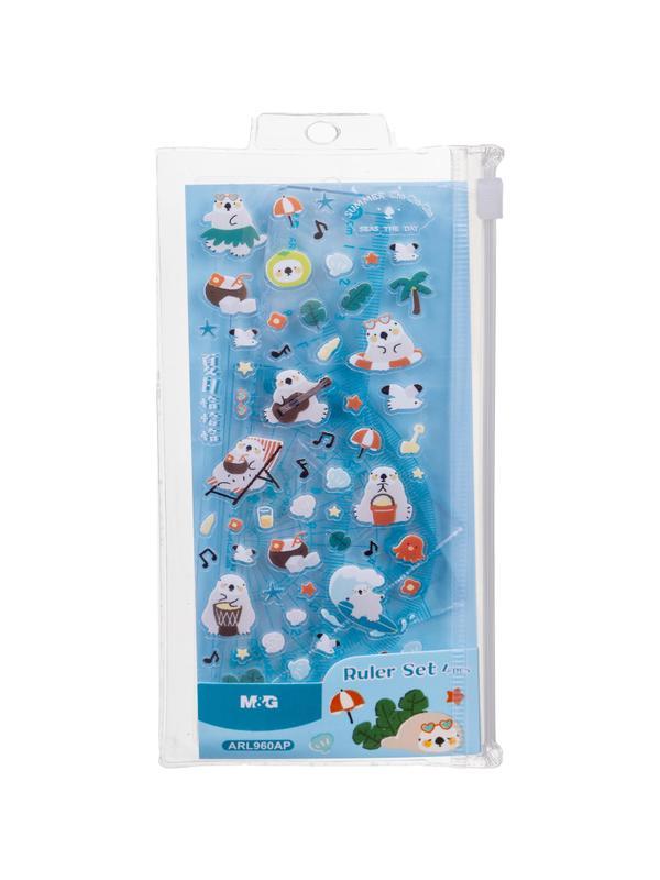 Набор чертежный M&G Summer Cha Cha (лин, транс, 2 треуг), в ПВХ конверте