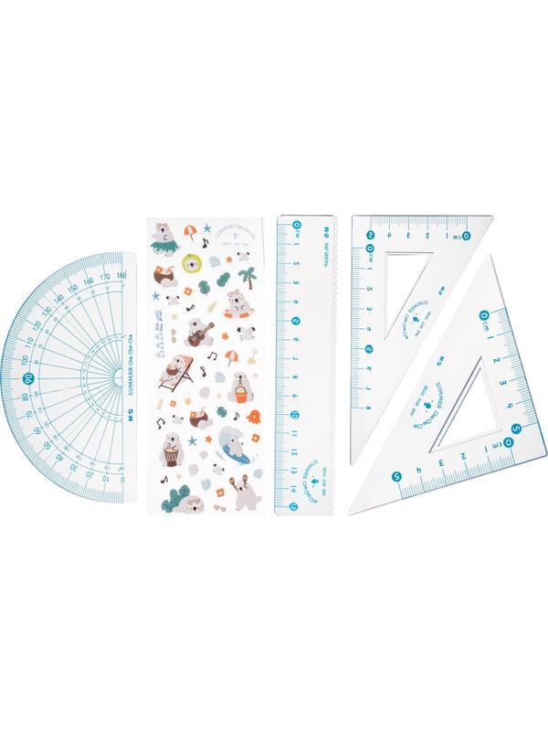 Набор чертежный M&G Summer Cha Cha (лин, транс, 2 треуг), в ПВХ конверте