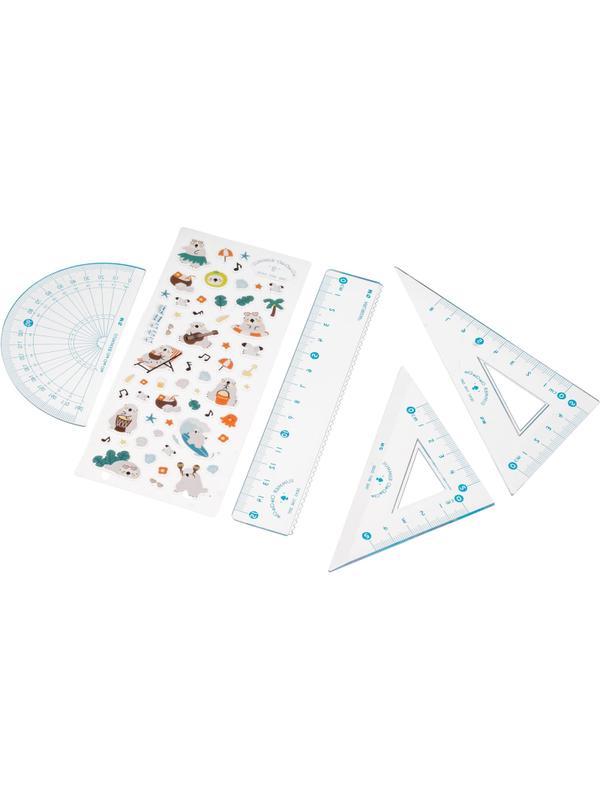 Набор чертежный M&G Summer Cha Cha (лин, транс, 2 треуг), в ПВХ конверте