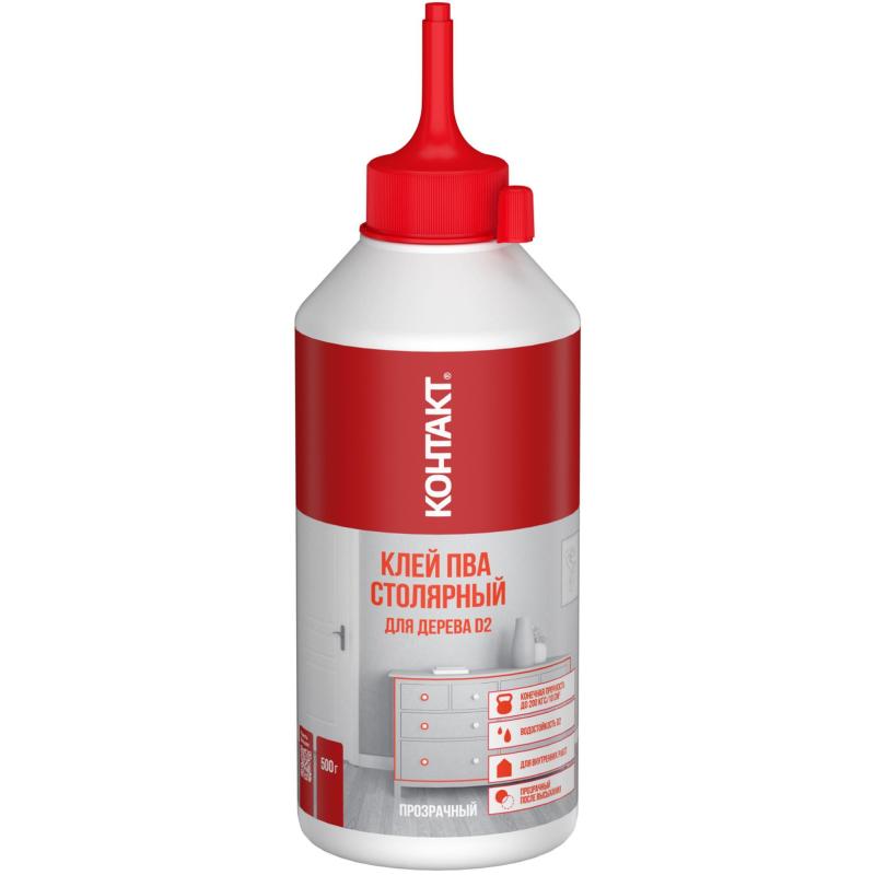 Клей ПВА столярный для дерева D2 КОНТАКТ, 500 г (25260)