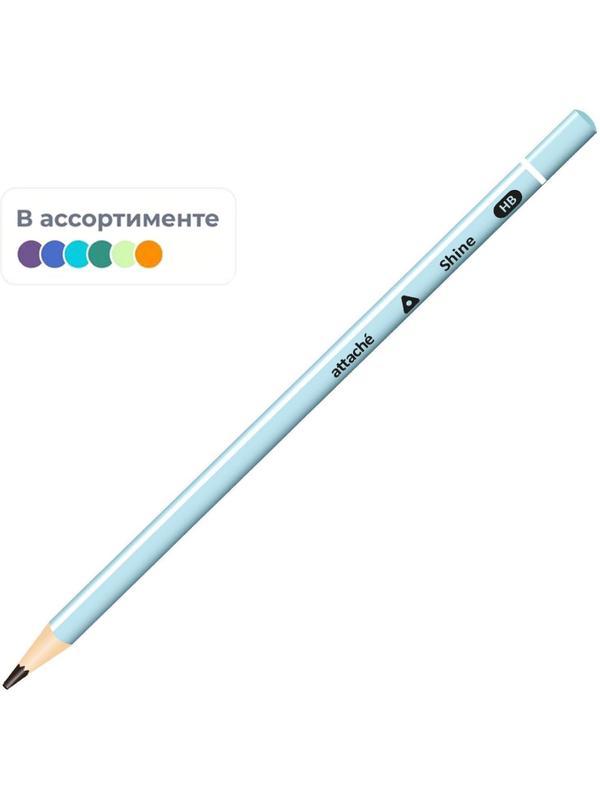 Карандаш чернографитный Attache, трехгранный, б/ласт, ассорти