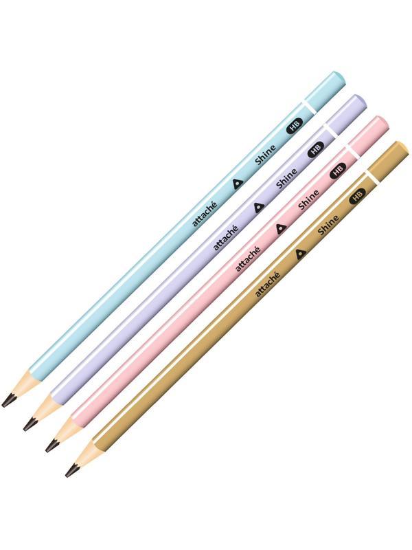 Карандаш чернографитный Attache, трехгранный, б/ласт, ассорти