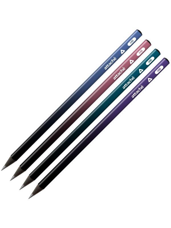 Карандаш чернографитный Attache Градиент, трехгран,черн.дер.,б/ласт,ассорти