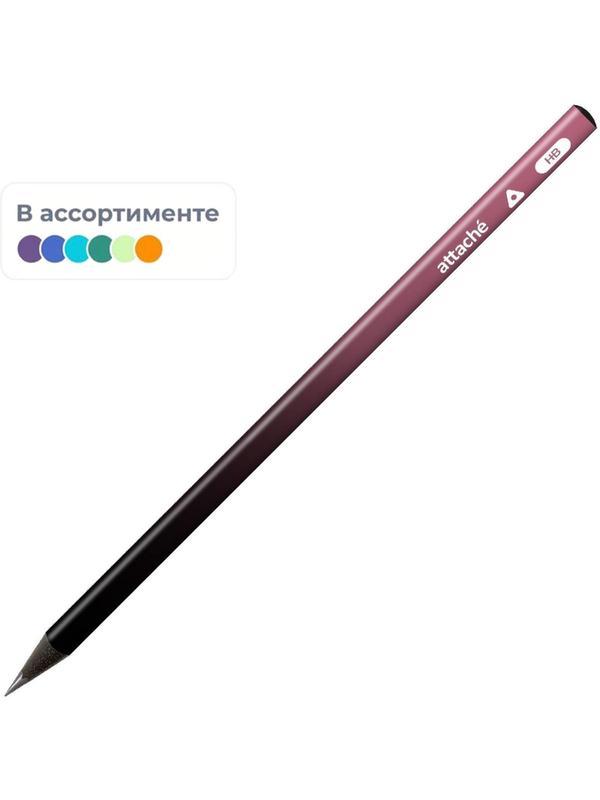 Карандаш чернографитный Attache Градиент, трехгран,черн.дер.,б/ласт,ассорти