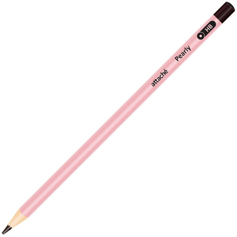 Карандаш чернографитный Attache Pearly, круглый, б/ласт, ассорти