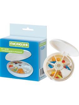 Таблетница на 7 дней ПИЛЮЛЯ с вращающейся крышкой, 1 шт