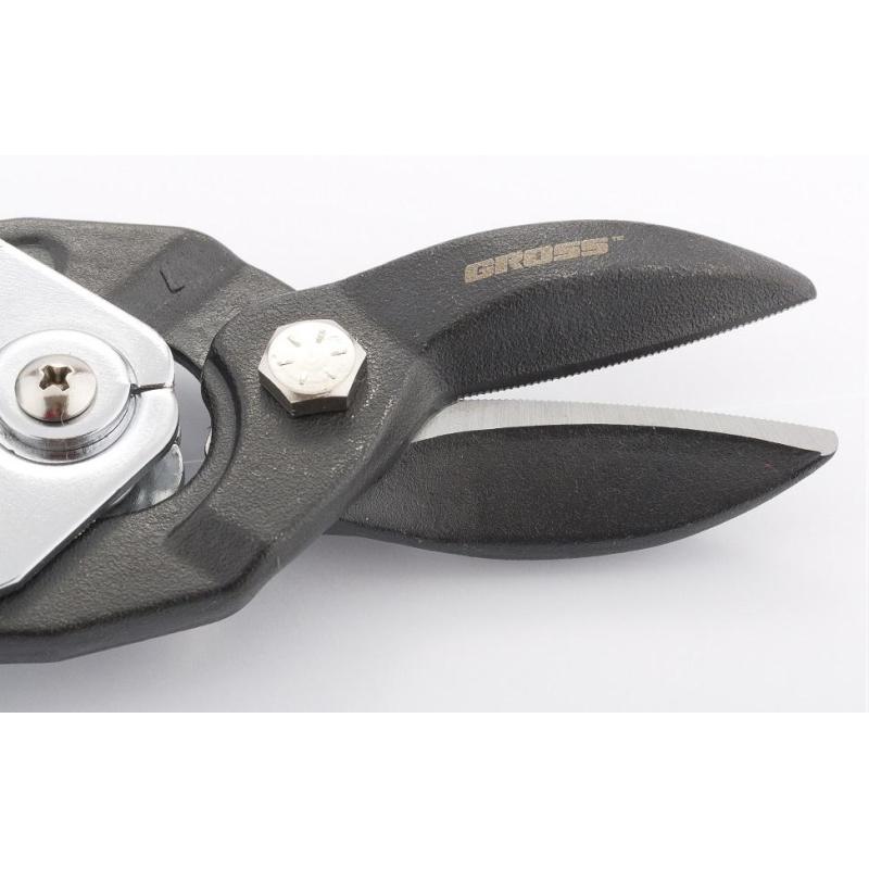 Ножницы по металлу GROSS PIRANHA усиленные,255 мм,прямой рез,СrMo (78347)