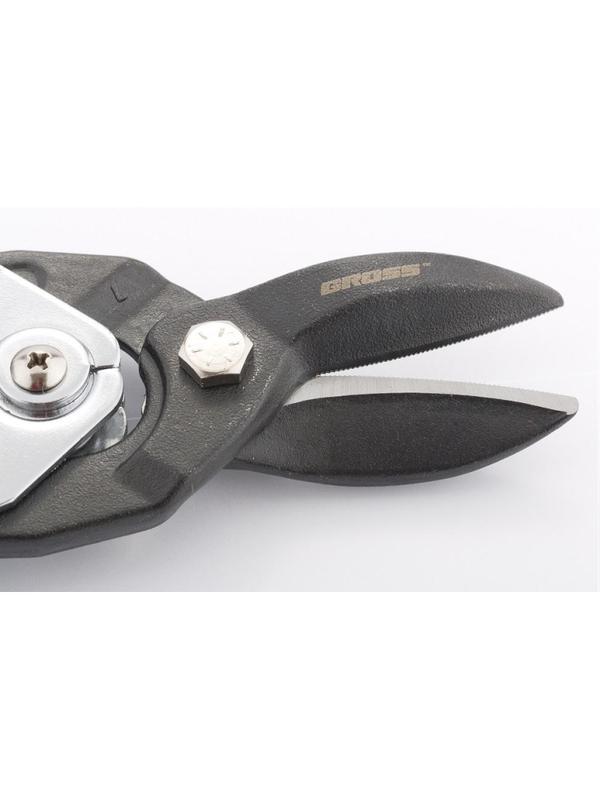 Ножницы по металлу GROSS PIRANHA усиленные,255 мм,прямой рез,СrMo (78347)