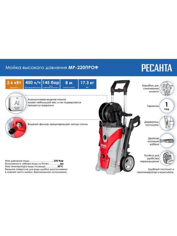 Мойка высокого давления Ресанта МР-220ПРОФ (70/8/24)