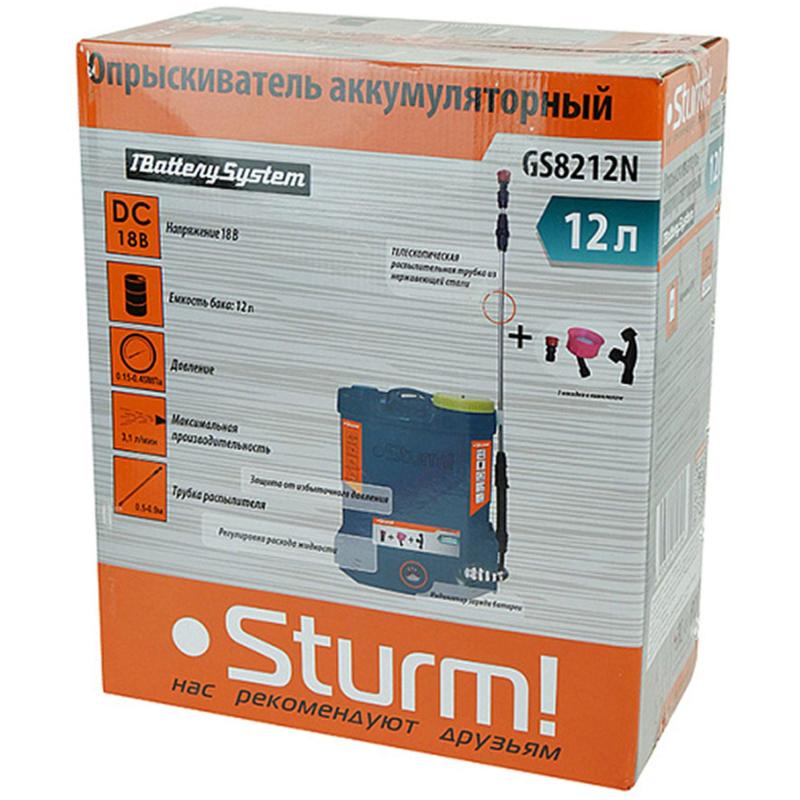 Опрыскиватель садовый ранцевый аккум. Sturm GS8212N, 12 л, без АКБ и ЗУ