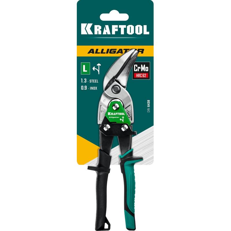 Ножницы левые усиленные по металлу с выносом KRAFTOOL Alligator, 250 мм