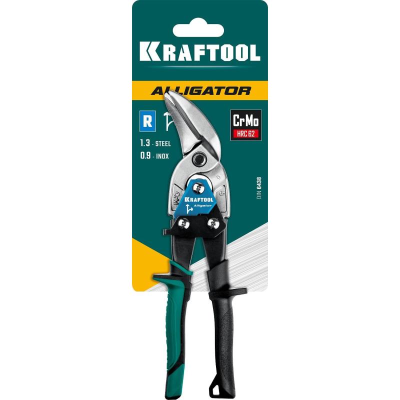 Ножницы правые усиленные по металлу с выносом KRAFTOOL Alligator, 250 мм