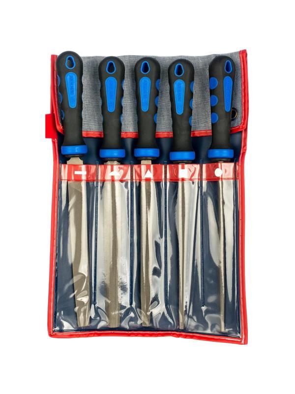 Набор напильников 200 мм, двухкомпонентные рукоятки, 5 предметов KING TONY