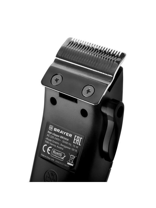 Машинка для стрижки BRAYER 3434BR  сетевая. Мощн.15 Вт. Стальные лезвия