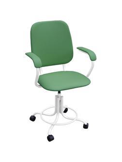 Кресло ZM_ медицинское винтовое М101-01 белый, и/к зеленая на роликах
