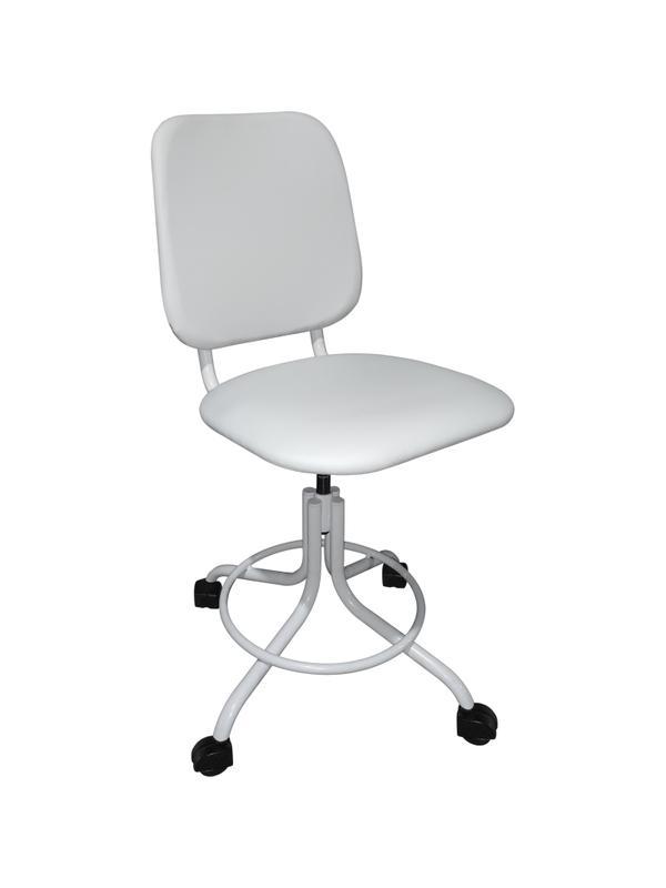 Кресло ZM_ медицинское винтовое М101 белый, и/к белая на роликах