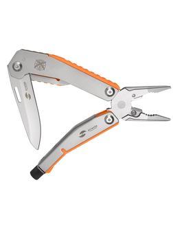 Мультитул Stinger,105мм,8функц,сталь/АБС-пласт,оранж,с нейлон.чехл,MT-GHK10