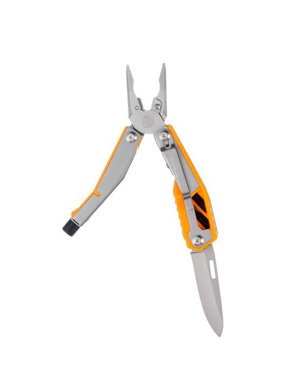 Мультитул Stinger,105мм,8функц,сталь/АБС-пласт,оранж,с нейлон.чехл,MT-GHK10