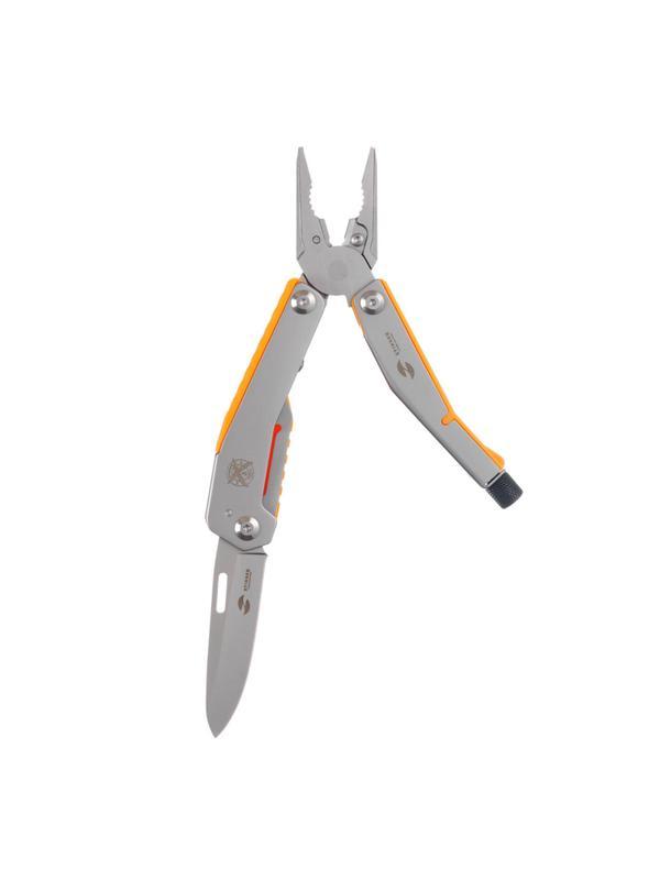 Мультитул Stinger,105мм,8функц,сталь/АБС-пласт,оранж,с нейлон.чехл,MT-GHK10