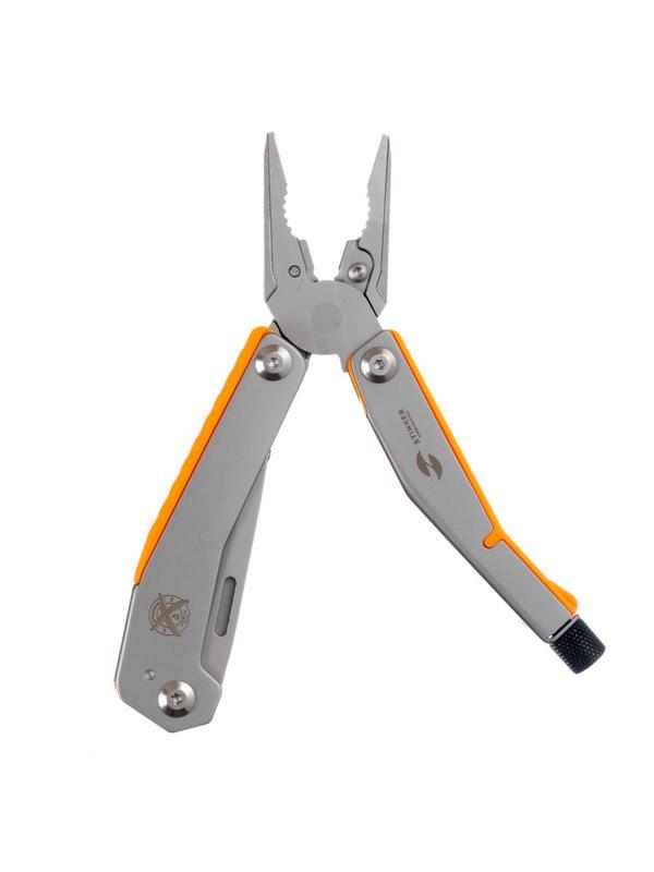 Мультитул Stinger,105мм,8функц,сталь/АБС-пласт,оранж,с нейлон.чехл,MT-GHK10