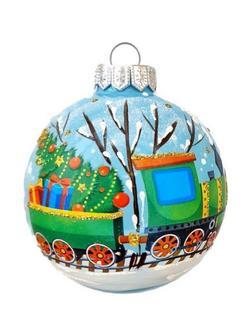 Шар Паровоз с вагончиком, 80 мм., в подар. кор. НГ, КУ-80-244027