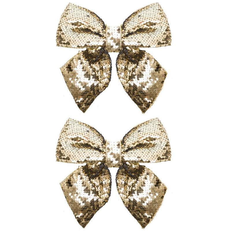 Бант новогодний из полиэстера, наб.2 шт / 14х12х0,01см арт.93269