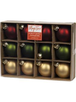 Набор шаров подвесных Новогодние цвета, стекло,наб 12 шт,4x4x4см.88041 (НГ)