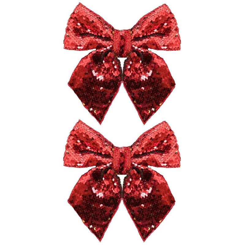 Бант новогодний из полиэстера, наб.2 шт / 14х12х0,01см арт.93271