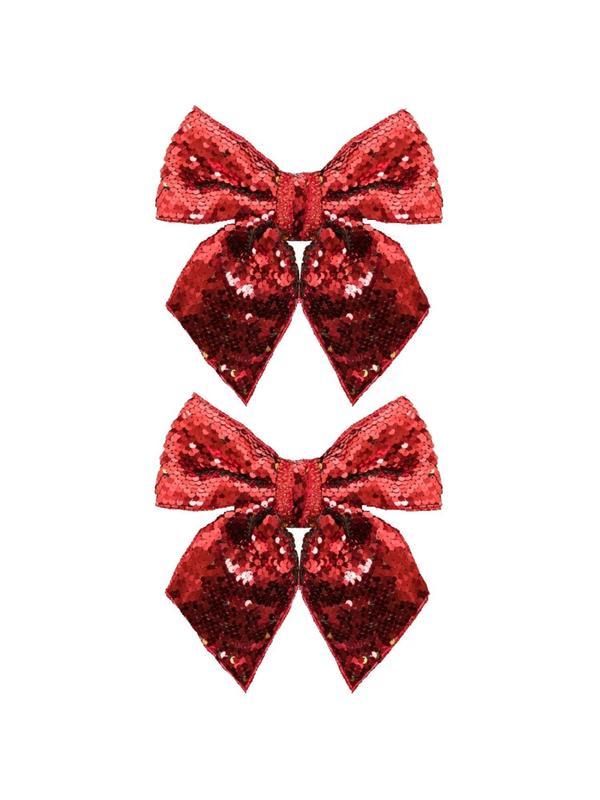 Бант новогодний из полиэстера, наб.2 шт / 14х12х0,01см арт.93271
