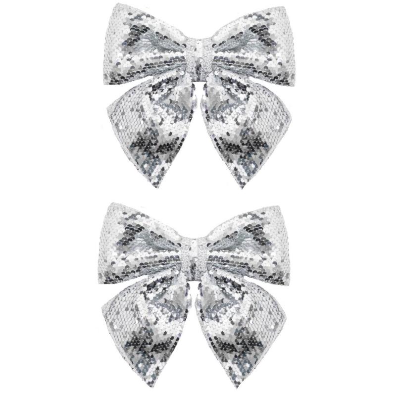 Бант новогодний из полиэстера, наб.2 шт / 14х12х0,01см арт.93270