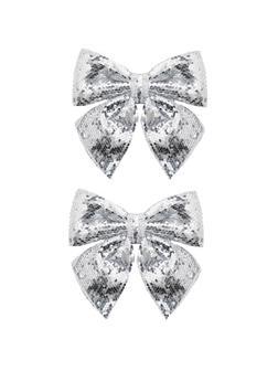 Бант новогодний из полиэстера, наб.2 шт / 14х12х0,01см арт.93270